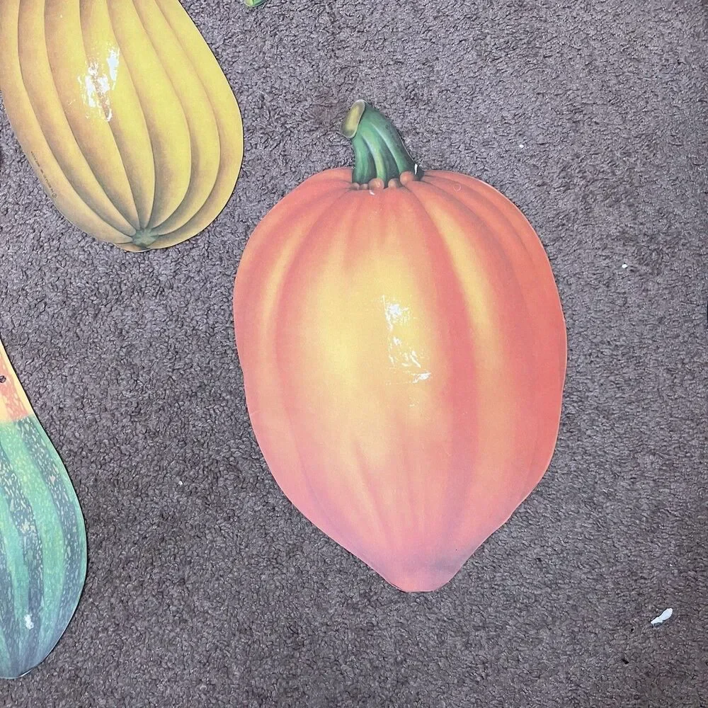 1985 Beistle Die Cut Decoration Lot Of 5 Autumn Fall Gourd Squash Pumpkin USA